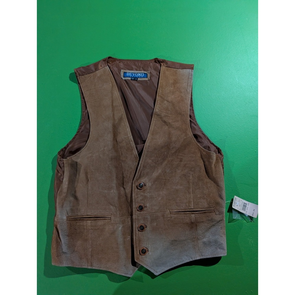 Vintage Beyond Leather Wilson's Suede Brown Leather Vest Mens XL W/ Tags